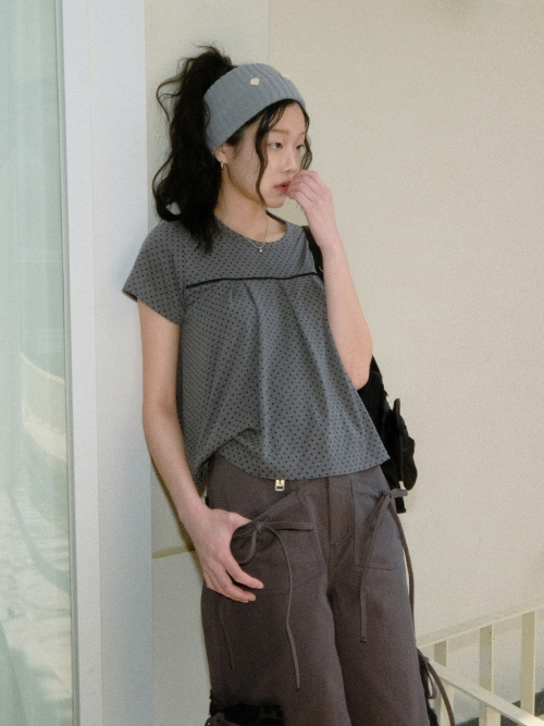 Dot Flared Tee (Charcoal)