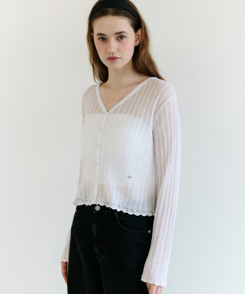 LACE DETAIL CARDIGAN WHITE