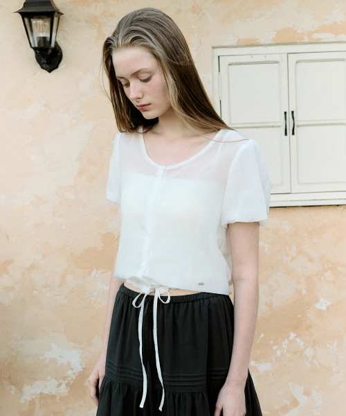 RIBBON STRING BLOUSE WHITE