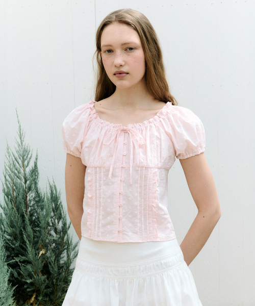 FRILL PINTUCK BLOUSE PINK
