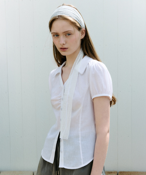 SLIM COLLAR BLOUSE WHITE
