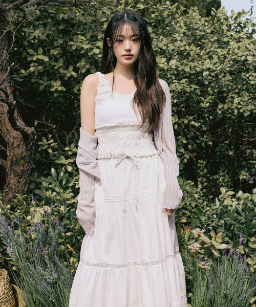 SMOCKING SHIRRING BLOUSE WHITE