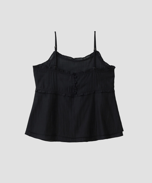 FRILL FLARE SLEEVELESS BLACK
