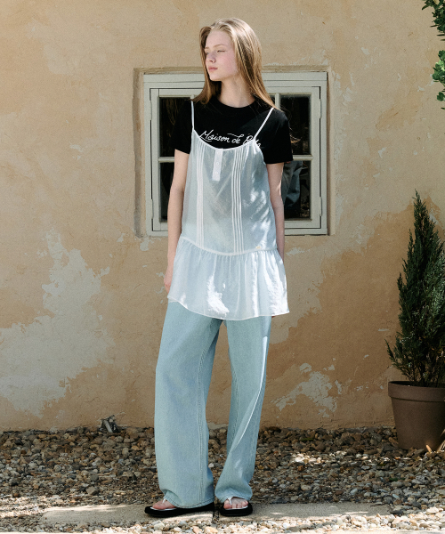 PINTUCK SHEER LAYERED ONEPIECE IVORY