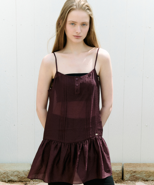 PINTUCK SHEER LAYERED ONEPIECE BURGUNDY