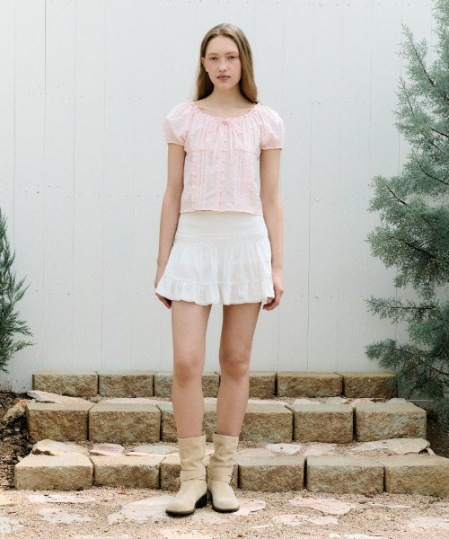 DOUBLE LACE MINI SKIRT WHITE