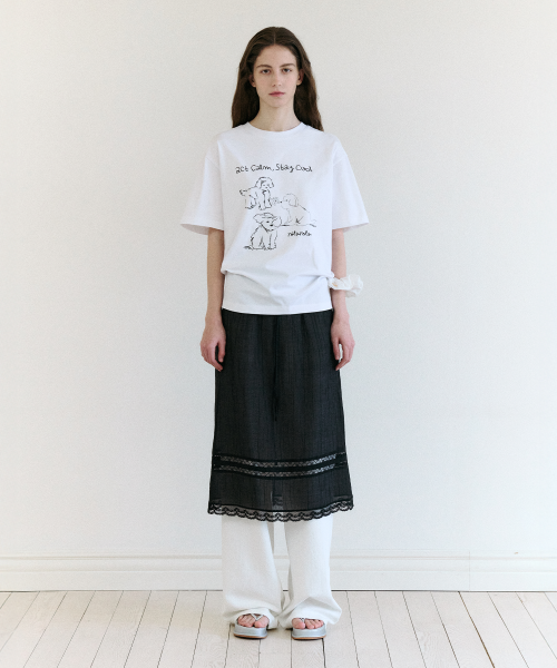 LACE LAYERED LONG SKIRT BLACK