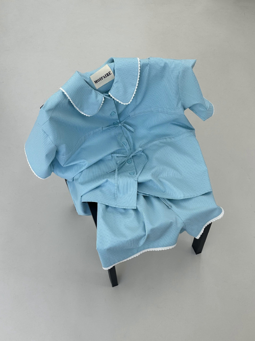 ROMANTIC RIBBON PAJAMA SET / SKYBLUE