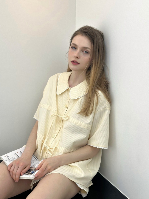 ROMANTIC RIBBON PAJAMA SET / BUTTER