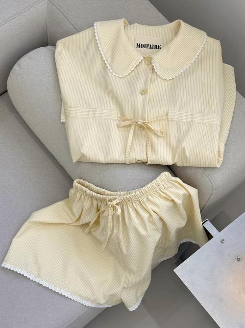 ROMANTIC RIBBON PAJAMA SET / BUTTER