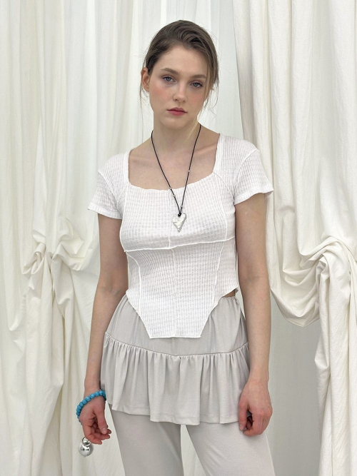 FRILL RIBBON SKIRT PANTS / LIGHT BEIGE