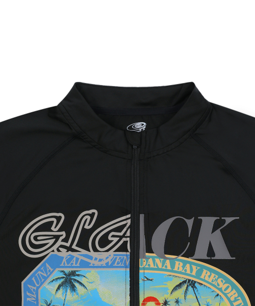 GT145 러기지 라벨 그래픽 반팔 래쉬가드 (BLACK)
