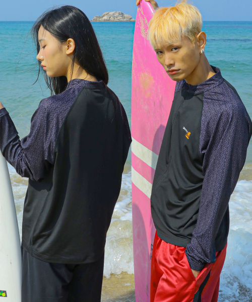 GT146 네이티브 패턴 집업 래쉬가드 (BLACK)