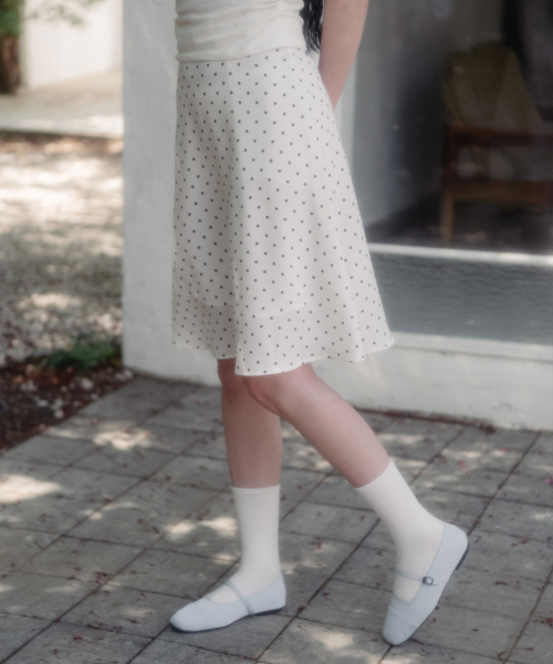 Dot Flare Midi Skirt