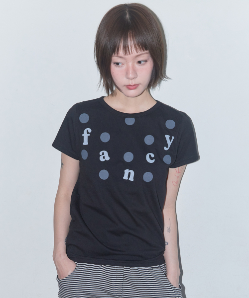 FRILL LAYERED DOT TEE (BLACK) F25QB129