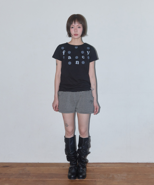 FRILL LAYERED DOT TEE (BLACK) F25QB129