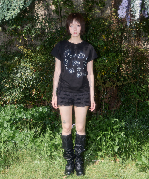 GLITER MAZY LOGO TEE (BLACK) F25QB125