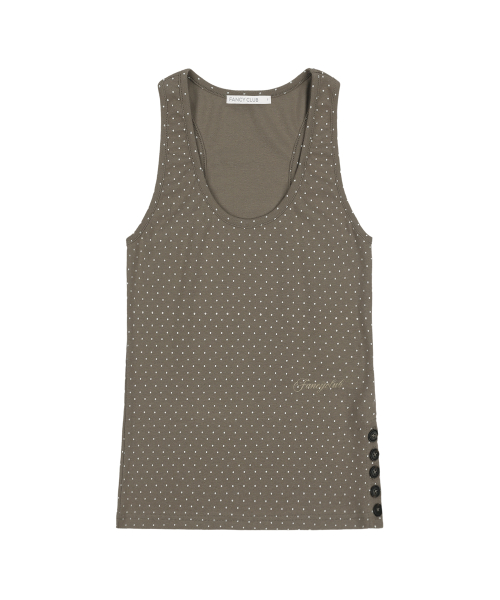 DOT BUTTON SLEEVELESS (BROWN) F25QB130