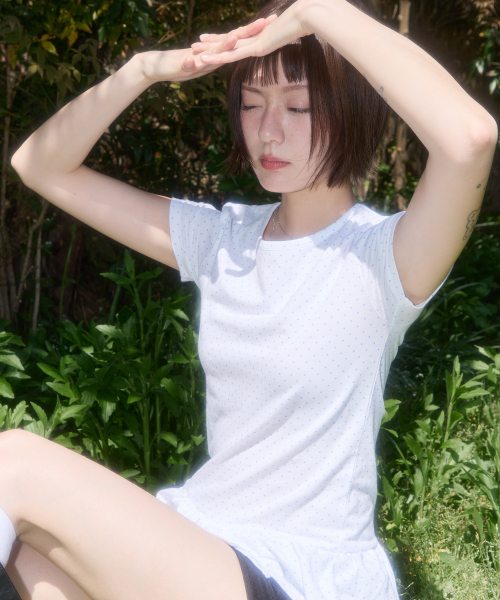 FRILL LAYERED DOT TEE (WHITE) F25QB128