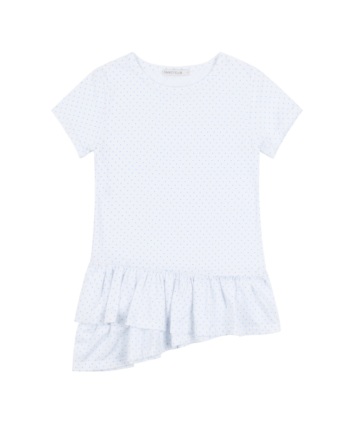 FRILL LAYERED DOT TEE (WHITE) F25QB128