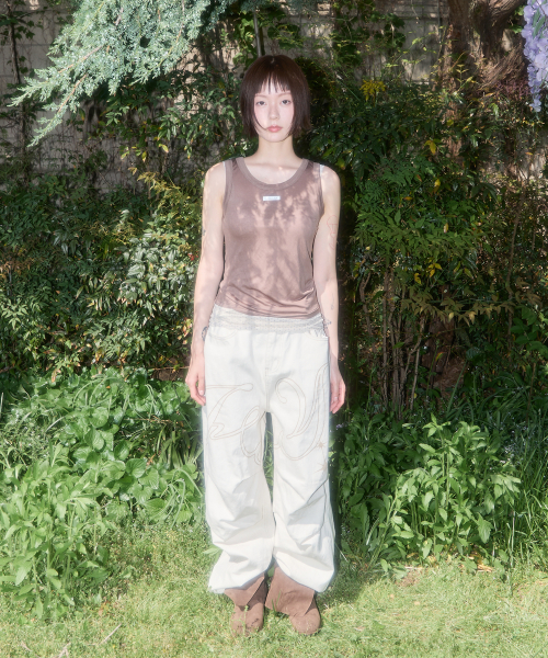 3-WAY DOT MESH LAYERED SLEEVELESS (BROWN) F25QB134