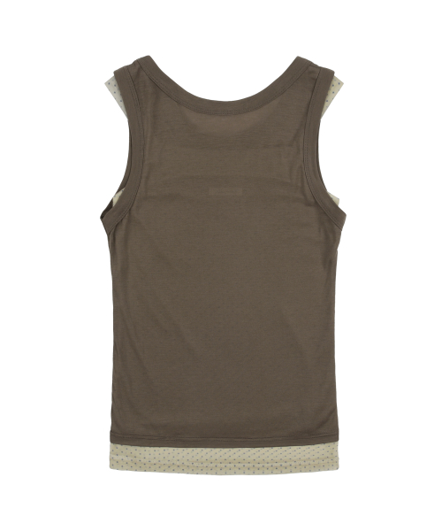 3-WAY DOT MESH LAYERED SLEEVELESS (BROWN) F25QB134