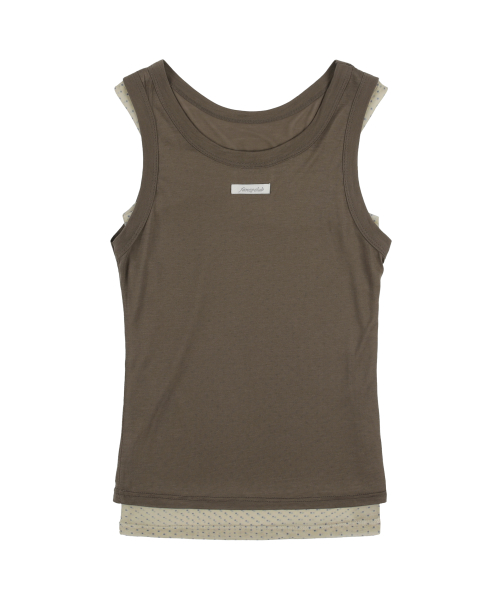 3-WAY DOT MESH LAYERED SLEEVELESS (BROWN) F25QB134