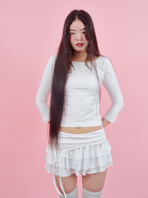 LACE GATER FRILL SKIRT [IVORY]