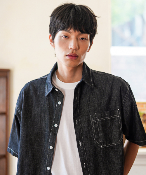 Flint Denim Short Sleeved Shirt Black BJSS2644
