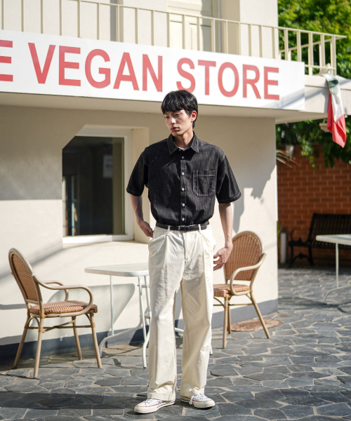 Flint Denim Short Sleeved Shirt Black BJSS2644