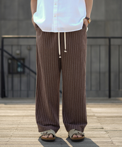 Summer Striped Wide Pants Brown MMLP2628