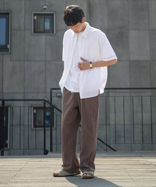 Summer Striped Wide Pants Brown MMLP2628