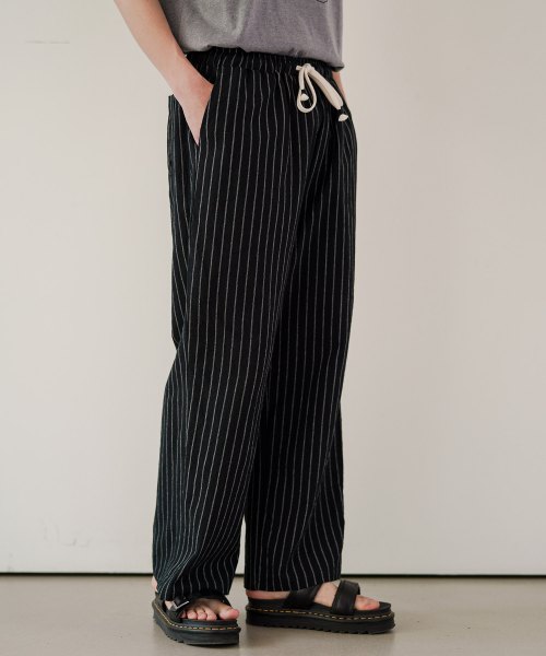 Summer Striped Wide Pants Black MMLP2628