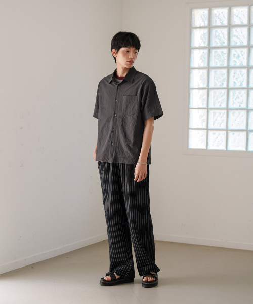 Summer Striped Wide Pants Black MMLP2628