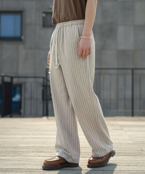 Summer Striped Wide Pants Oatmeal MMLP2628