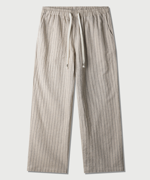Summer Striped Wide Pants Oatmeal MMLP2628
