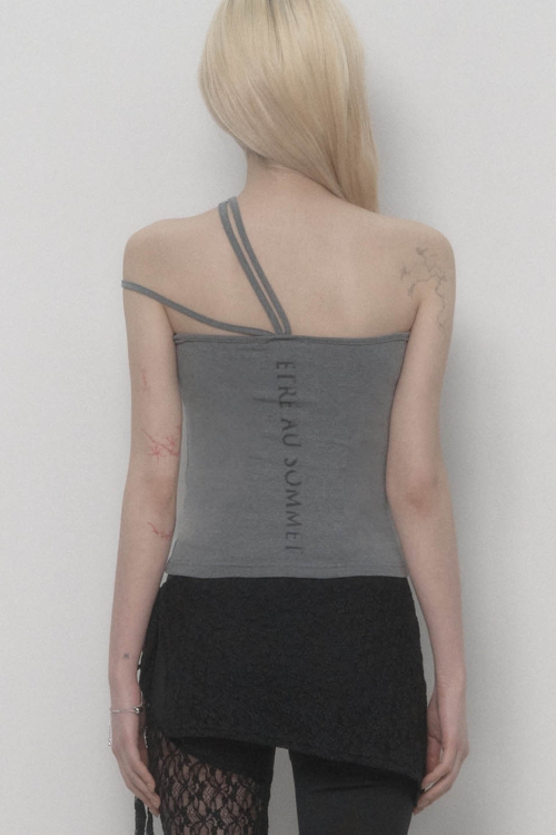 Halter Strap Basic Sleeveless Top (Gray)