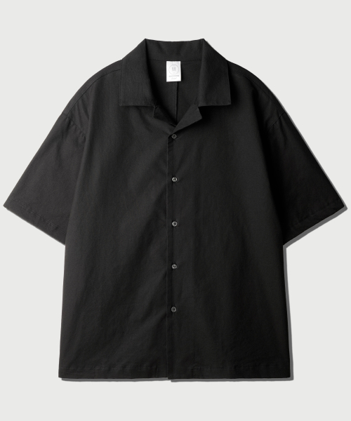 Bliss Open Collar Half Shirt Black NSSS2633