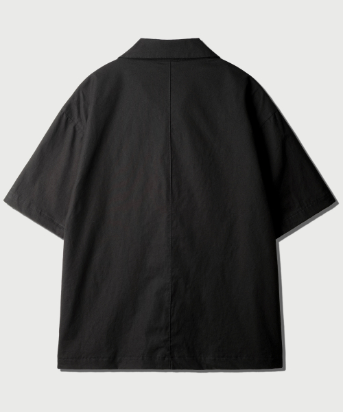Bliss Open Collar Half Shirt Black NSSS2633