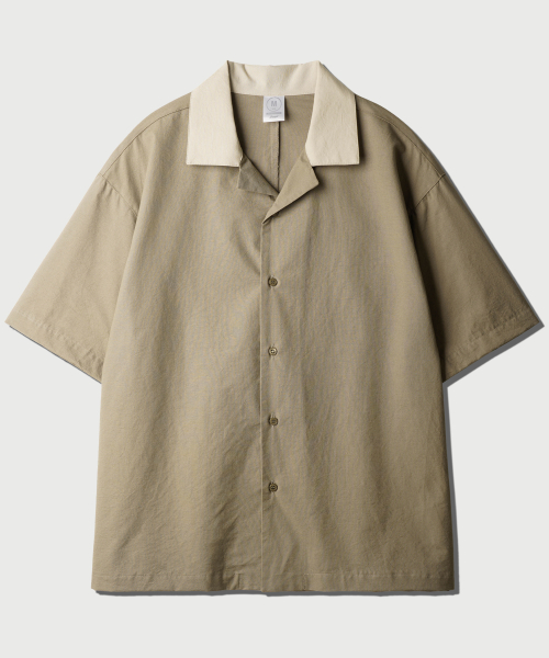 Bliss Open Collar Half Shirt KhakiBeige NSSS2633