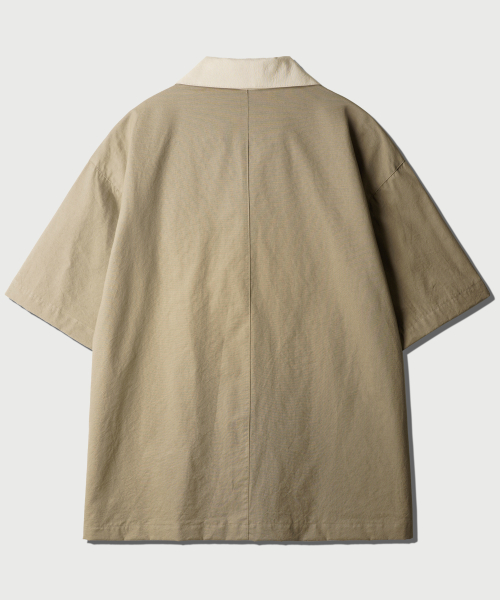 Bliss Open Collar Half Shirt KhakiBeige NSSS2633