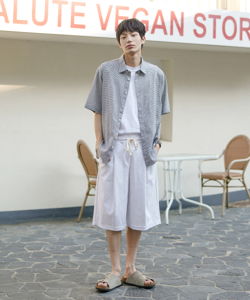 Light Deep Tuck Half Pants WhiteOatmeal OYSP2625
