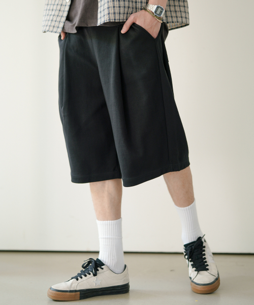 Light Deep Tuck Half Pants Black OYSP2625