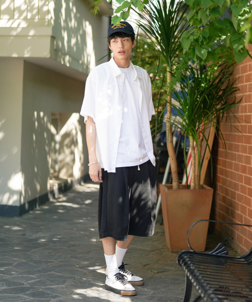 Light Deep Tuck Half Pants Black OYSP2625