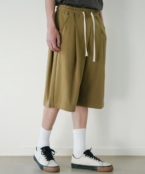 Light Deep Tuck Half Pants OliveGreen OYSP2625