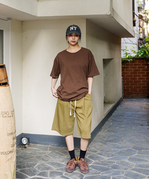 Light Deep Tuck Half Pants OliveGreen OYSP2625