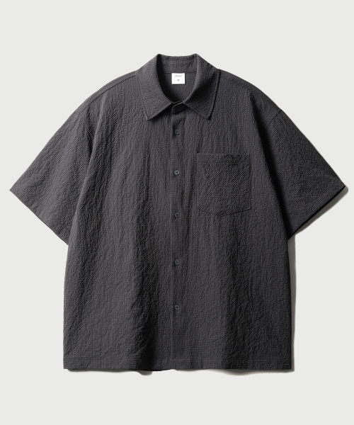 Minimal Crop Check Short Sleeved Shirt Darkgray KJSS2641