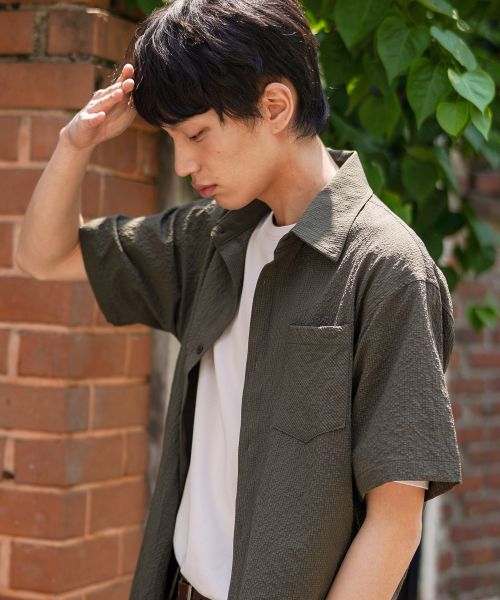 Minimal Crop Check Short Sleeved Shirt Khaki KJSS2641