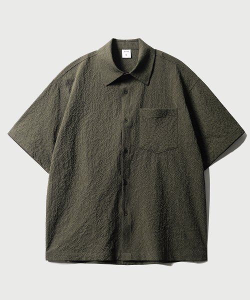 Minimal Crop Check Short Sleeved Shirt Khaki KJSS2641
