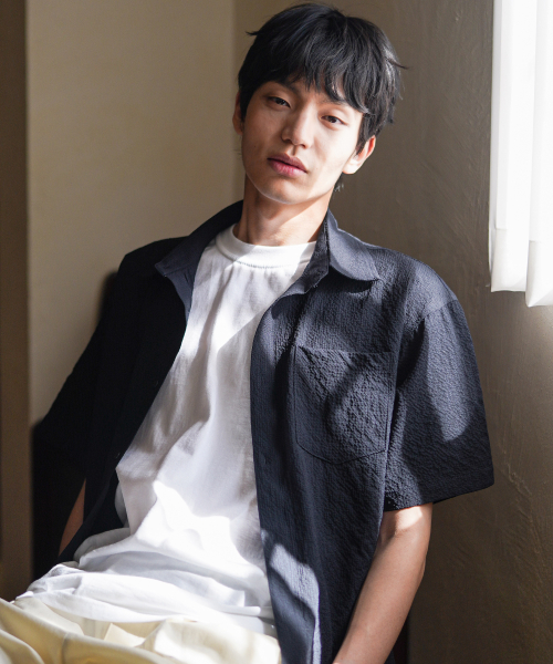Minimal Crop Check Short Sleeved Shirt Navy KJSS2641